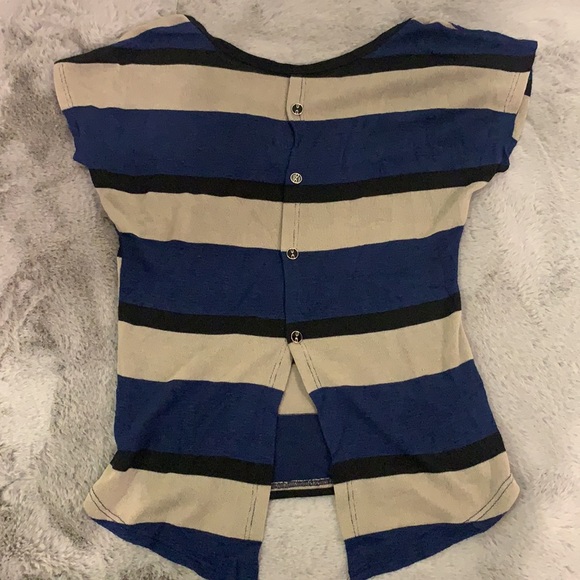 Striped Shirt with Button Down Back - Picture 2 of 4